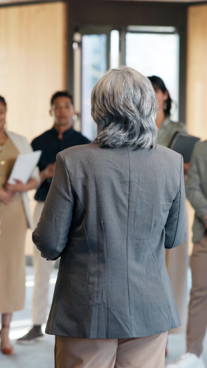 Mature Businesswoman Leading a Team Meeting in a Modern Office