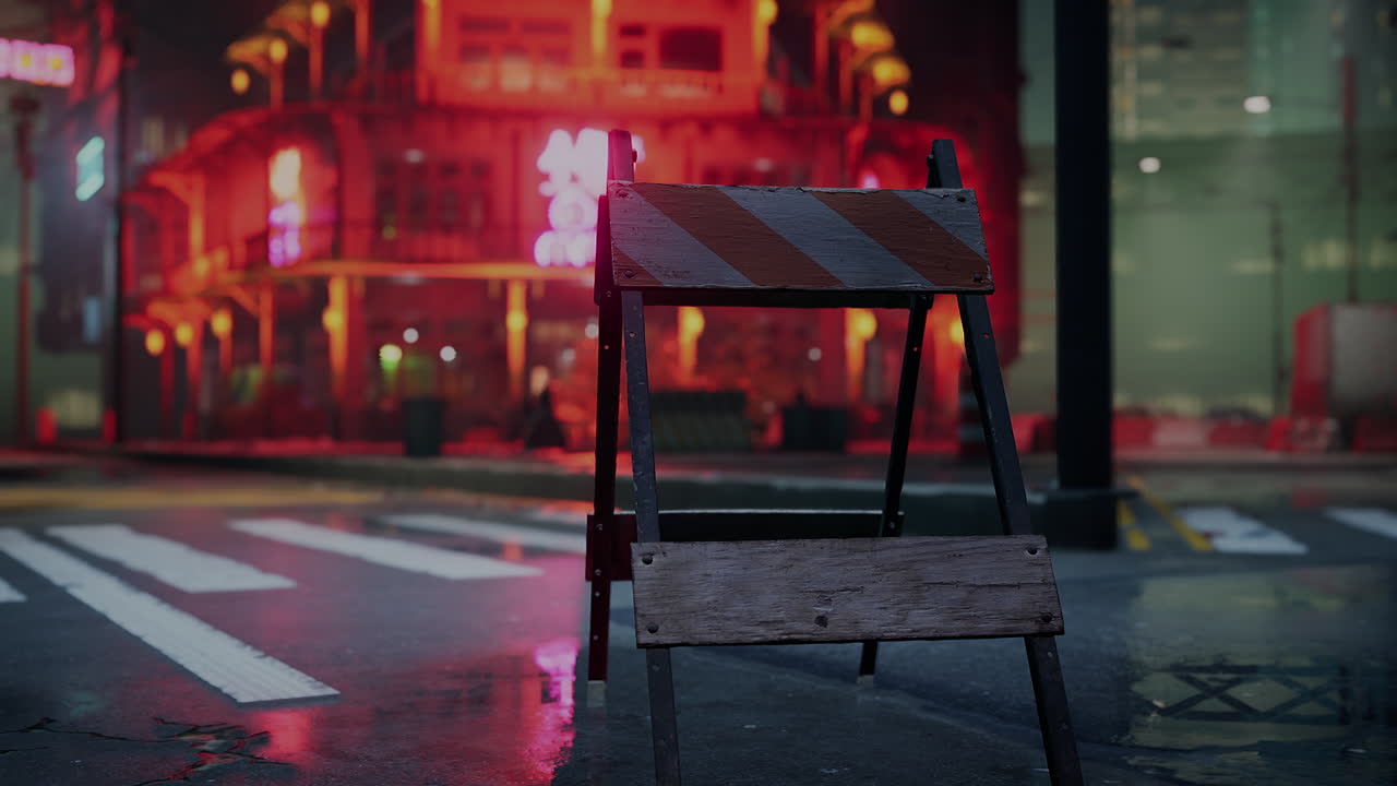 Una scena stradale in una città di notte