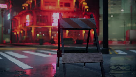 a street scene in a city at night