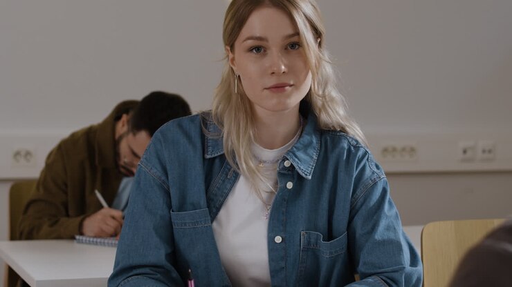 Students in a classroom taking notes
