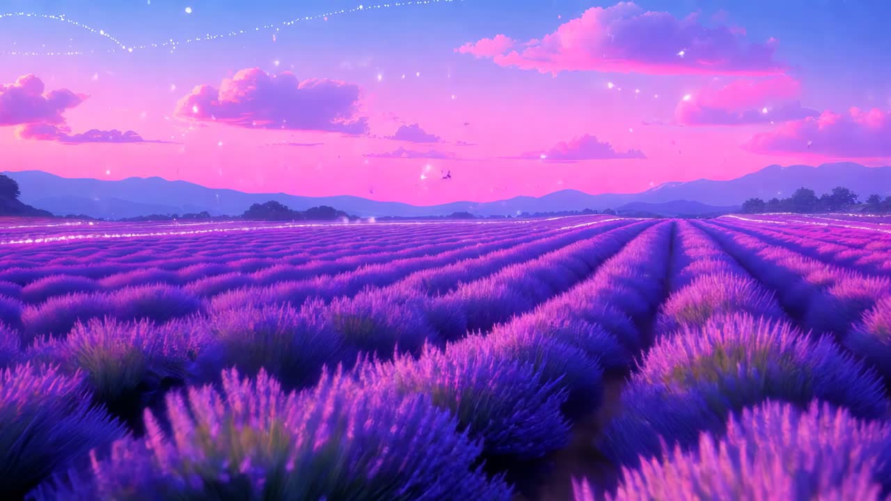 Campo di lavanda magico al tramonto