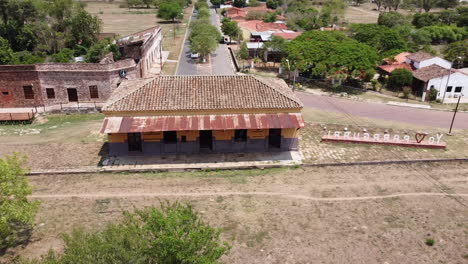 a drone rotating shot of a railway station museum