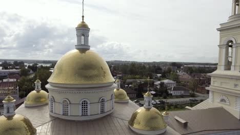 aerial view of orthodox church and town