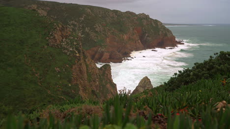 coastal cliffs and waves at cabo da roca, portugal