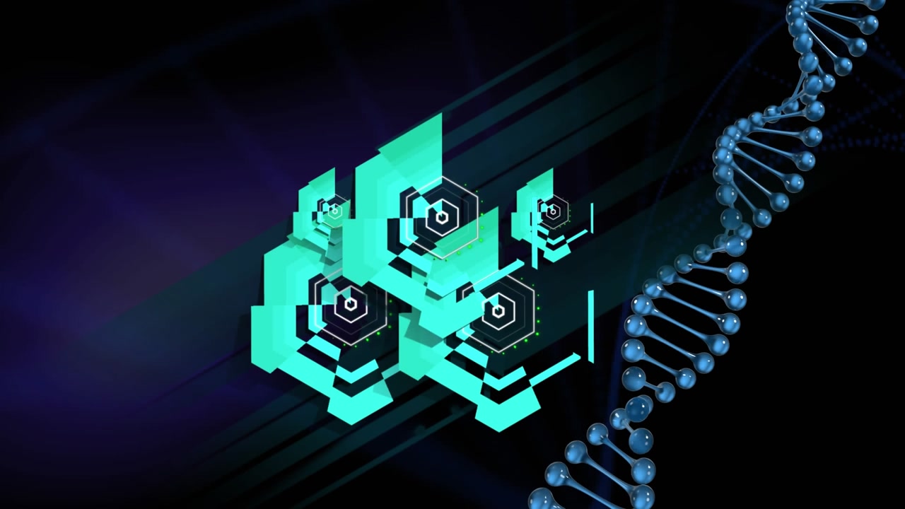 Digital animation of dna structure against black background