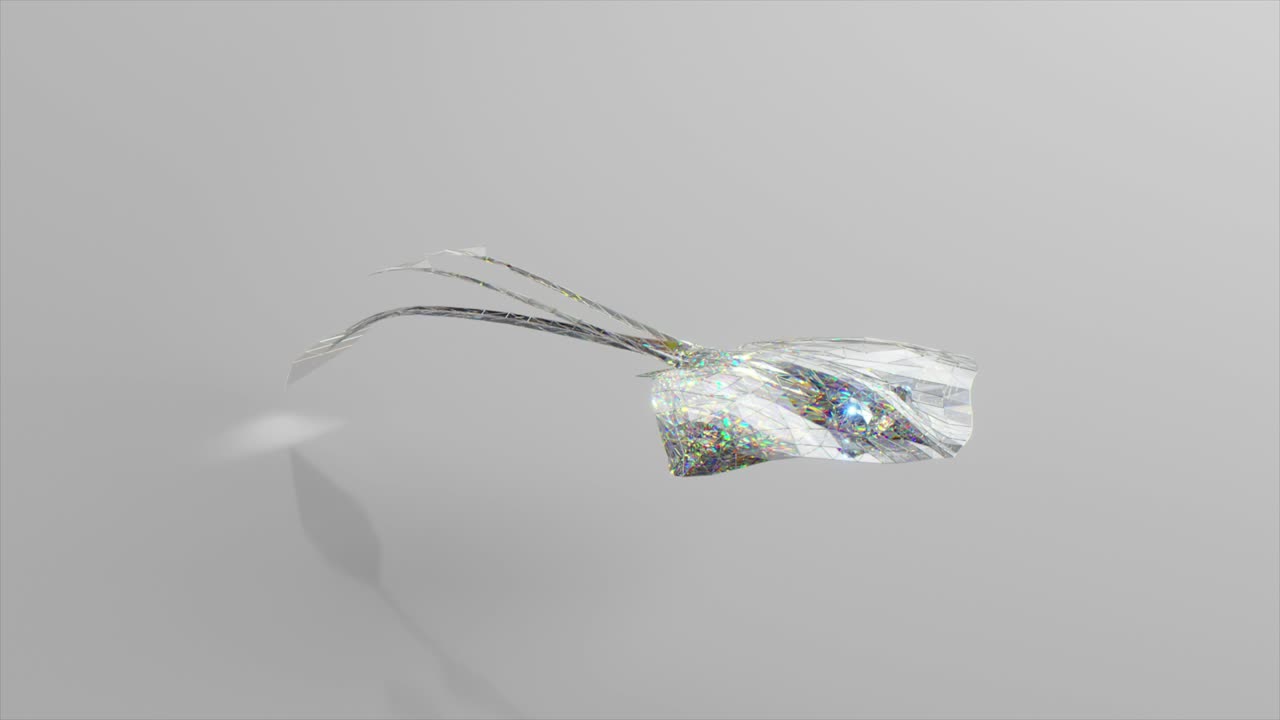 una raya de diamante flota en un fondo claro. el concepto de la naturaleza y los animales. animación 3d de bucle sin costuras