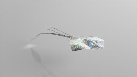 una raya de diamante flota en un fondo claro. el concepto de la naturaleza y los animales. animación 3d de bucle sin costuras