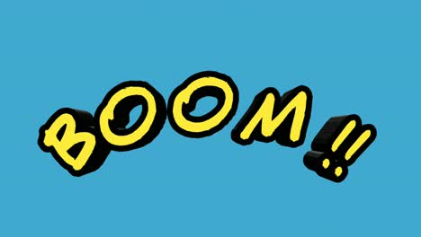 yellow boom text 3d motion graphics animation on blue screen background video elements