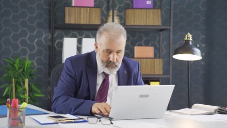 businessman looking for documents at the table.