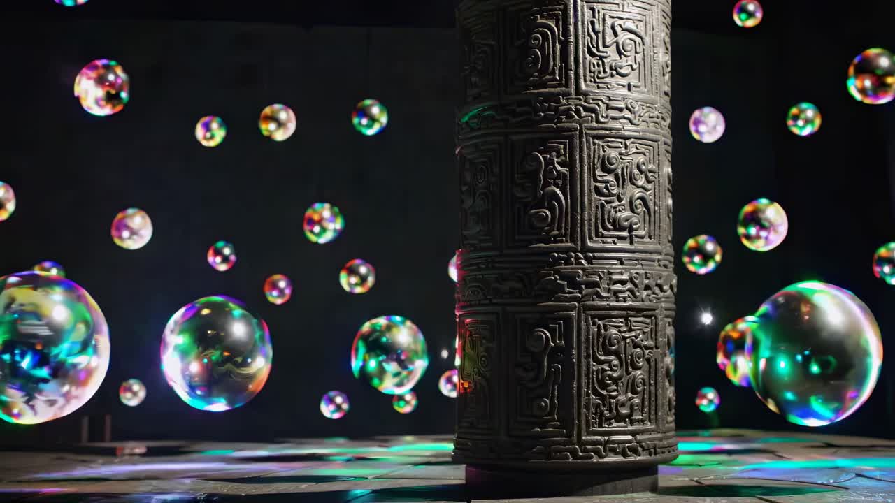 현대 미술관 에 전시 된 고대 조각 된 기둥