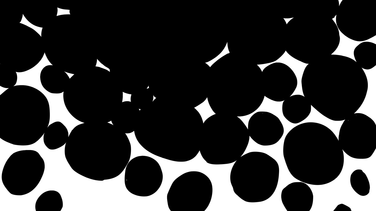 Animazione astratta di cerchi bianchi e neri in espansione