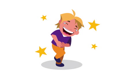 little blond boy giggling with stars