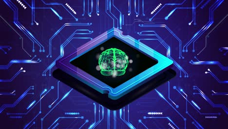 inteligencia artificial o concepto ai en 4k con chip eléctrico y señales en una placa de circuito que muestra el concepto de ai, tecnología, aprendizaje automático, red neuronal, tecnología moderna mostrada