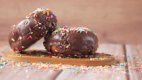 chocolate glazed donuts with sprinkles