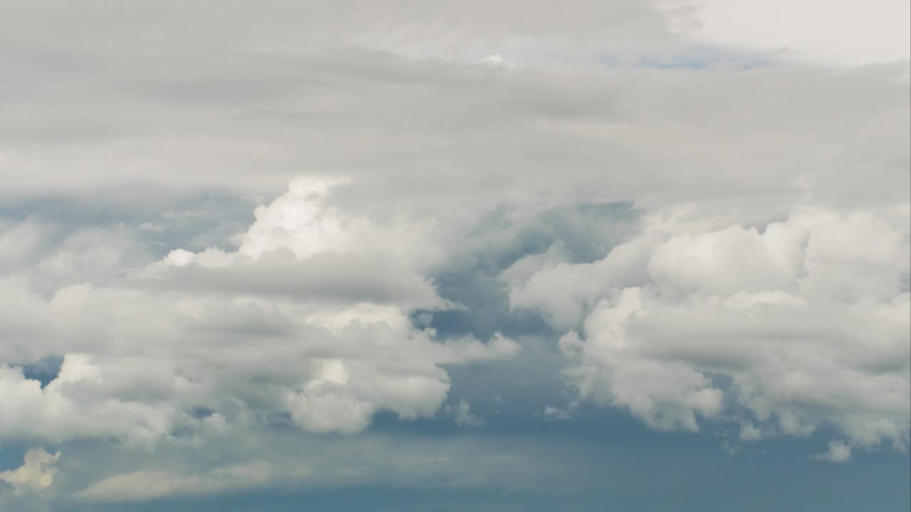 Time lapse of beautiful scenic fast moving dramatic dark storm clouds on a summer day, abstract concept background, fear, thunder, medium shot