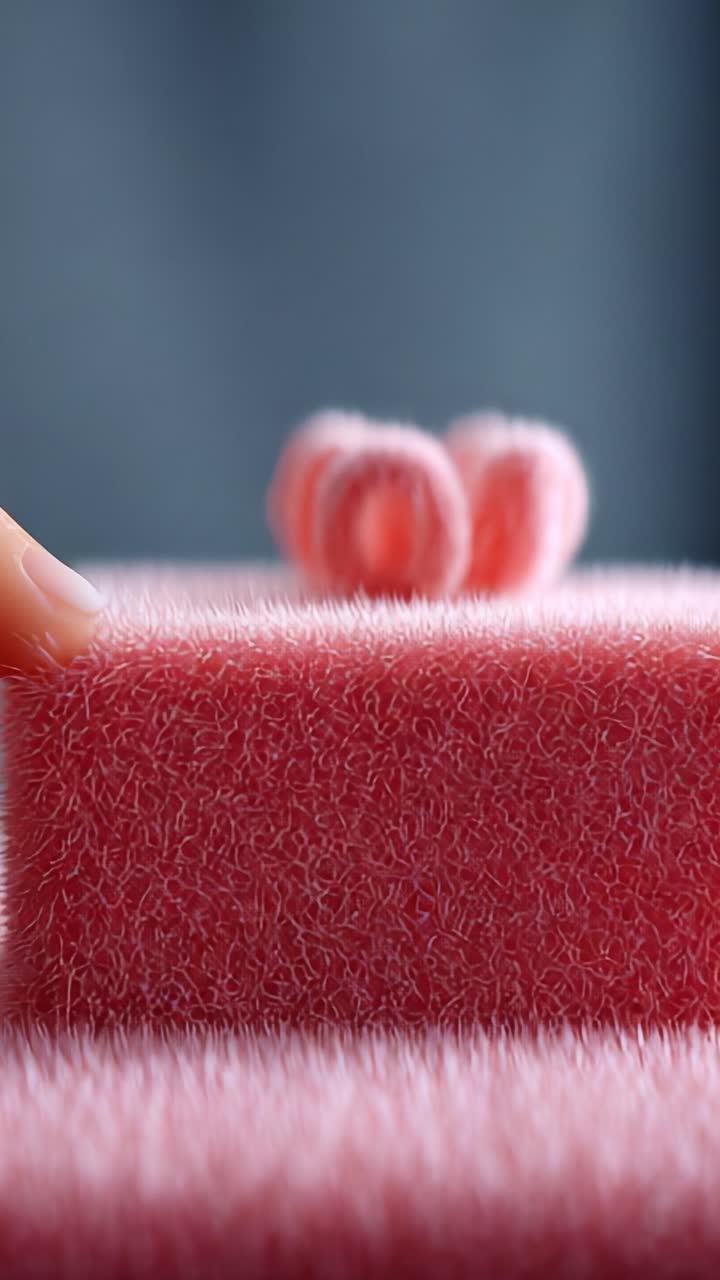 Exploring the Unique Texture and Softness of a Luxuriously Fuzzy Pink Surface, Showcasing Intricate Details and a Charming Design Element That Invites Touch and Exploration