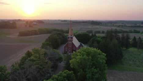 rural church at sunset