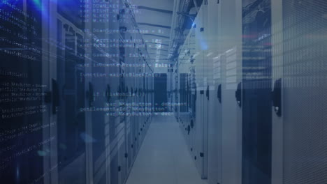 animation of data processing over server room