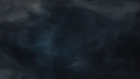 4k heavy thunderstorm clouds, lightning bolts strike ahead