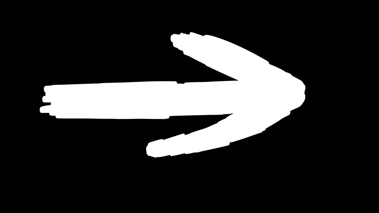 Hand Drawn White Arrow Pointing Right on Black Background