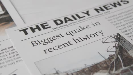 newspaper headline featuring devastation caused by earthquake disaster 19