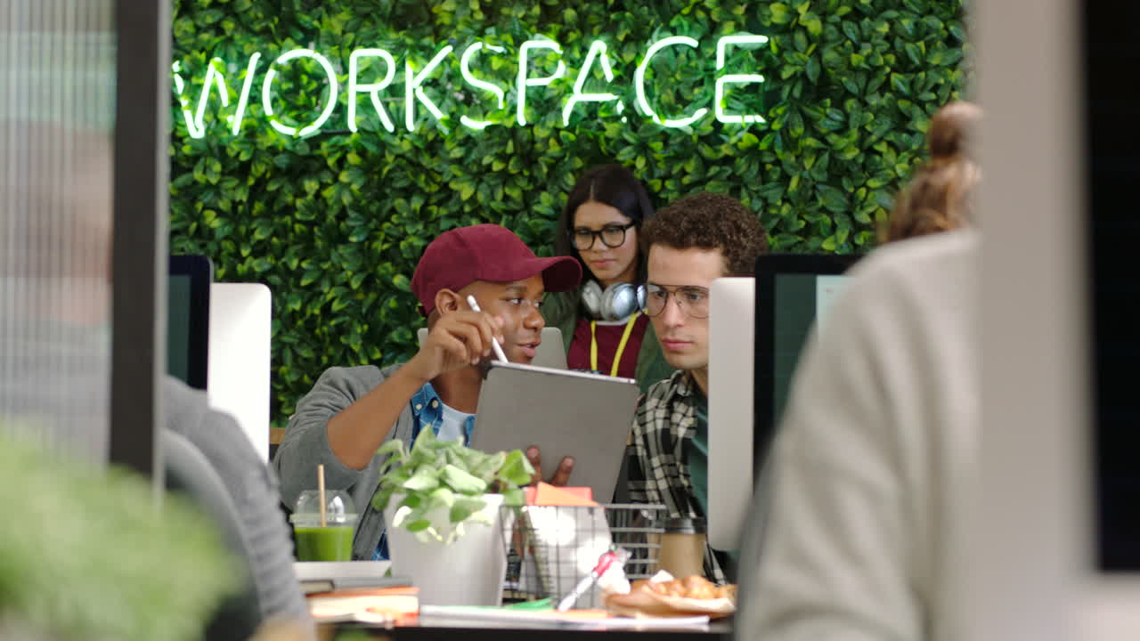 Digital, tech company and coworking business team