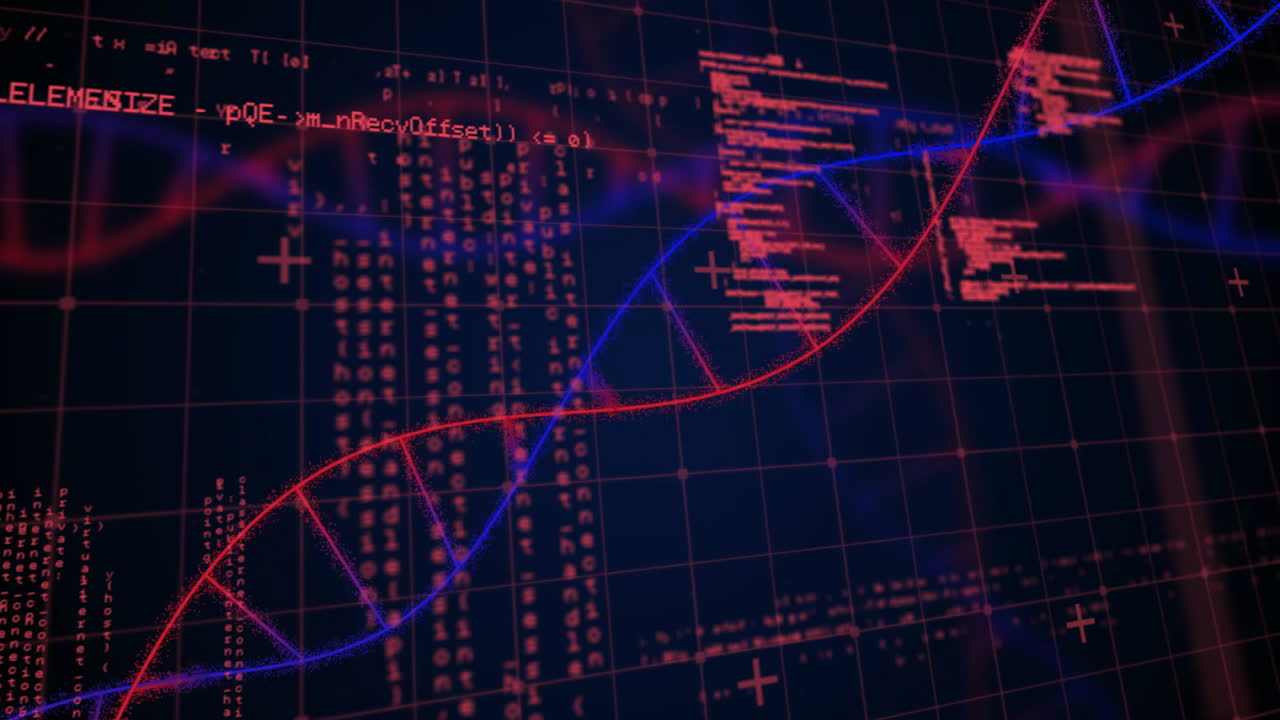 Animation of data processing over dna strand