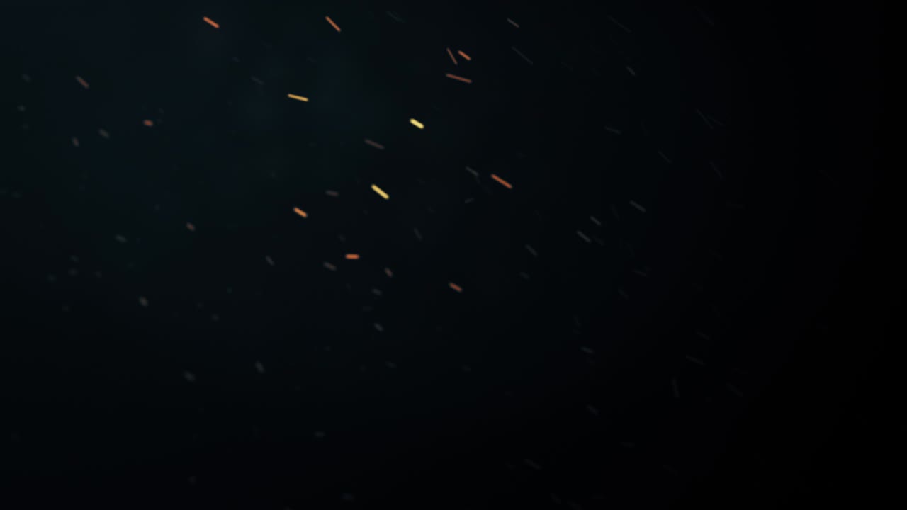 chispas de fuego voladoras con humo, animación abstracta de partículas voladoras con borrón de movimiento