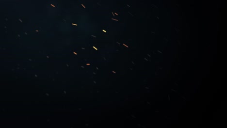 chispas de fuego voladoras con humo, animación abstracta de partículas voladoras con borrón de movimiento