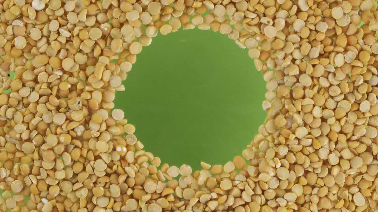 중앙에 공간이 있는 원으로 어져 있는 콩알의 회전.