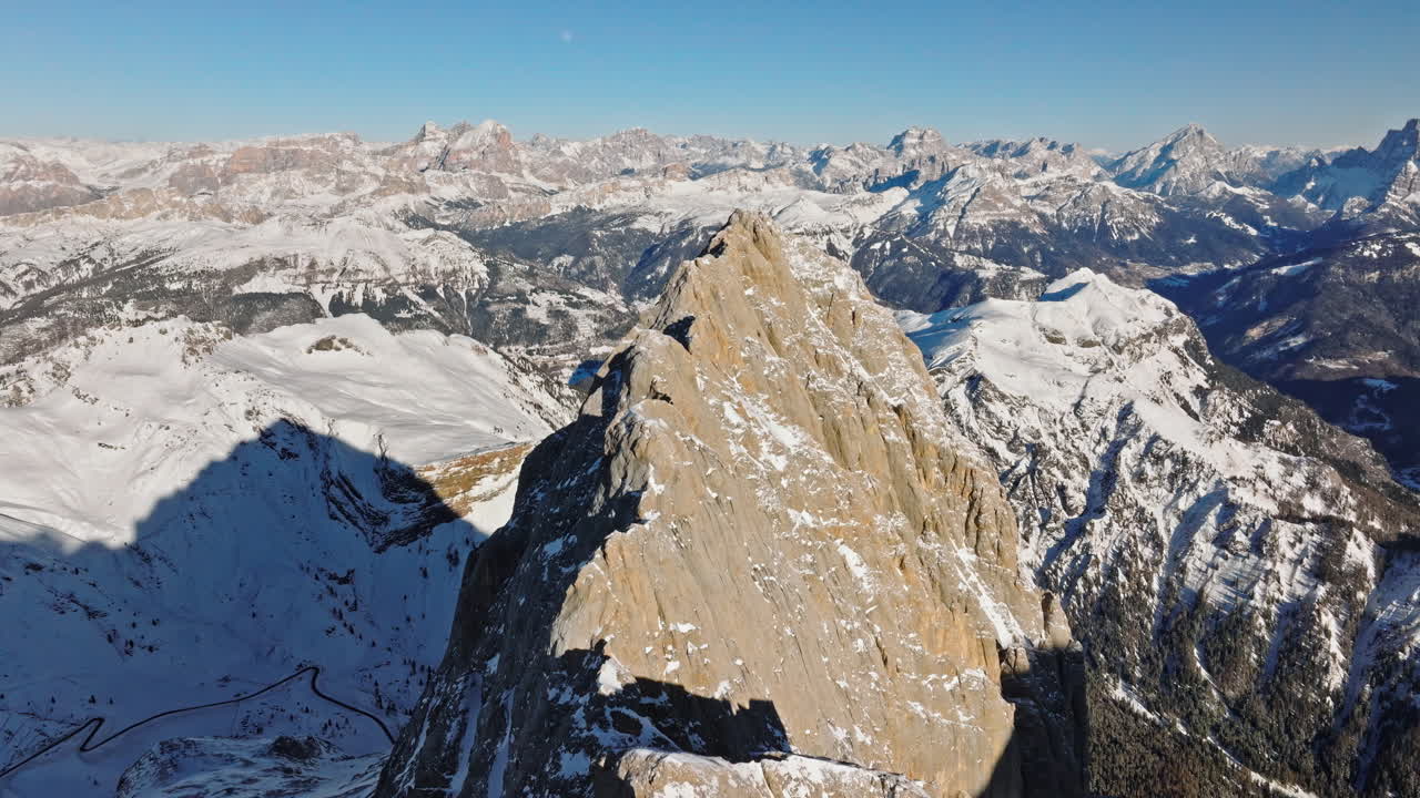 Aerial drone view of the Marmolada mountain in the Dolomites, northeastern Italy