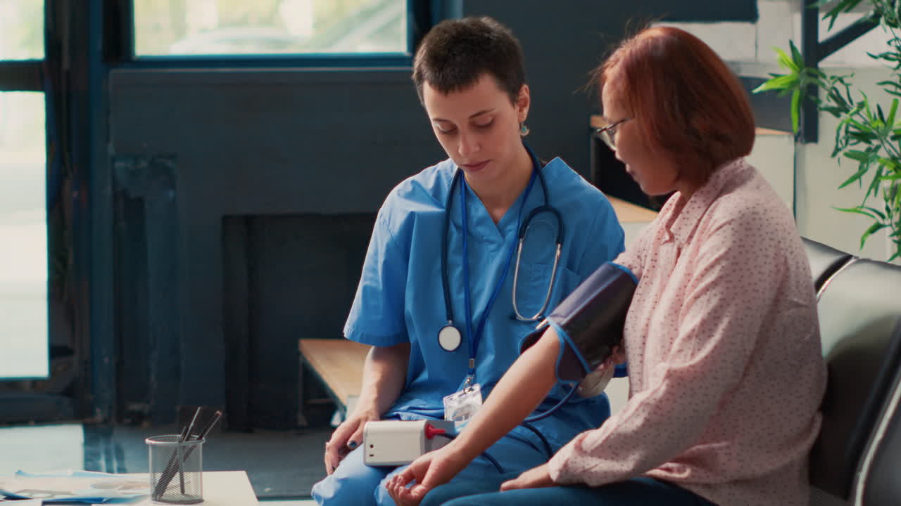 Nurse Checking Patient's Blood Pressure