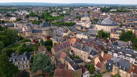 alencon ducal castle with halle au ble or wheat market, orne in normandie, france