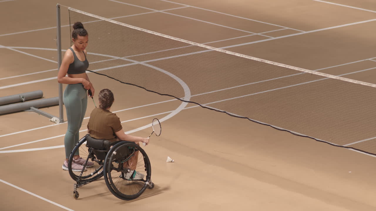 Badminton Opponents Talking Before Match