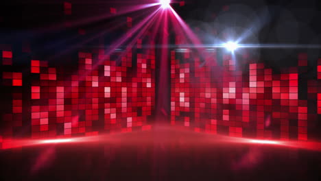 animation of spotlights and flashing red light wall at empty dancefloor