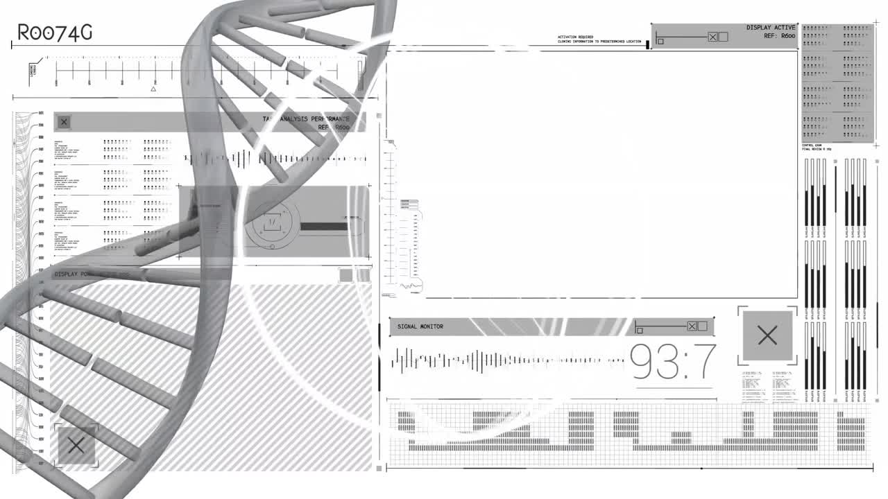 데이터 처리에 대한 dna 가닥의 애니메이션