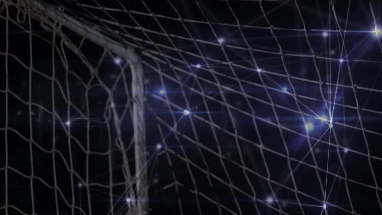 Animace sítí spojení nad fotbalistou