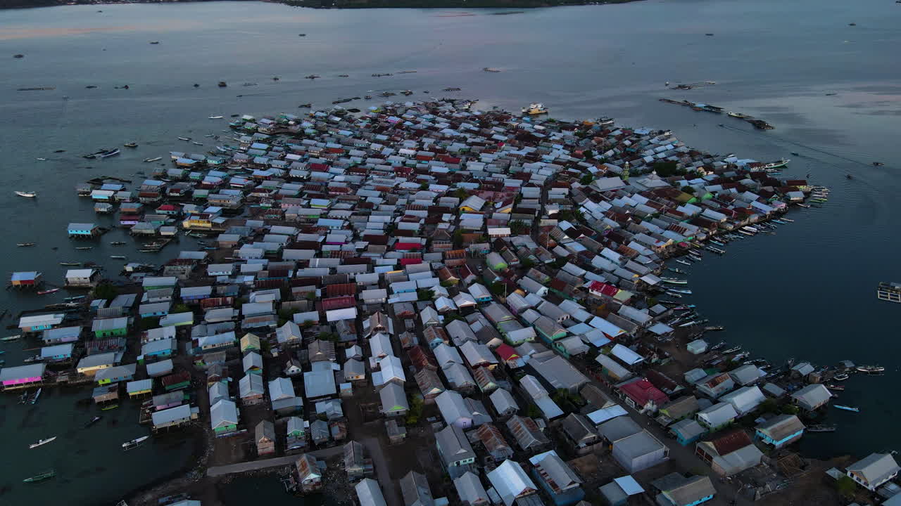 Aerial View of a Water Village in Indonesia
