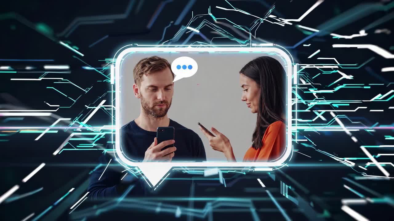 pareja que utiliza teléfonos inteligentes y redes sociales