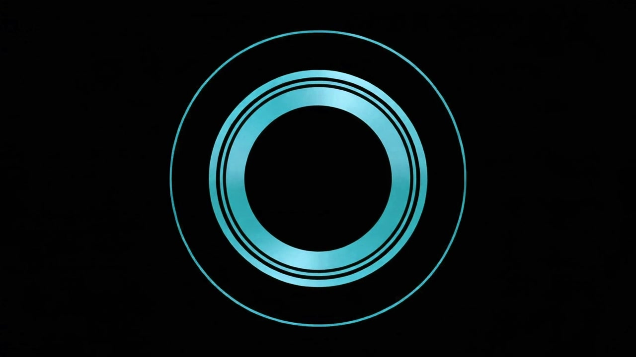 Abstract Motion Graphic Featuring Pulsing Cyan Rings on Black Background