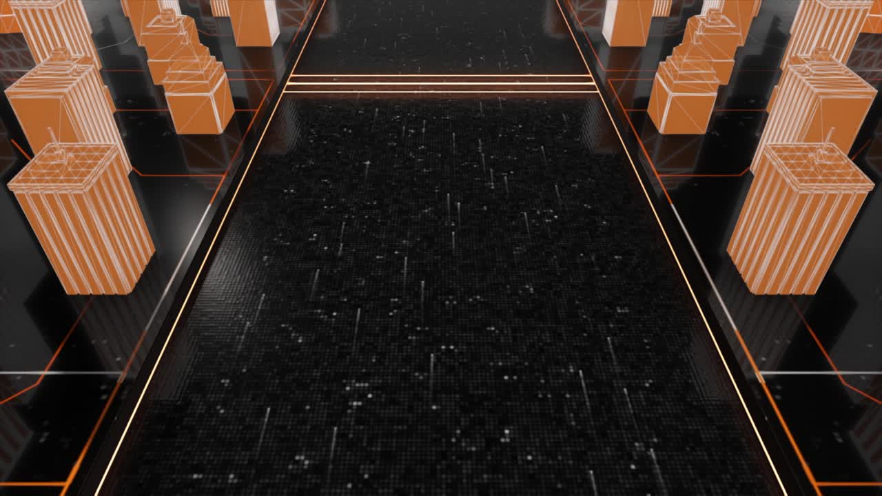 오렌지색 억양으로 미래적인 복도