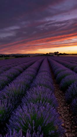 vibrant purple lavender field at sunset