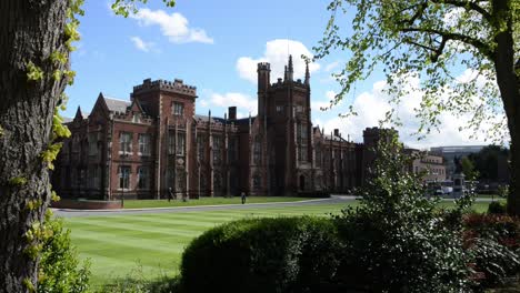 front of the lanyon building at queen's university in belfast northern ireland