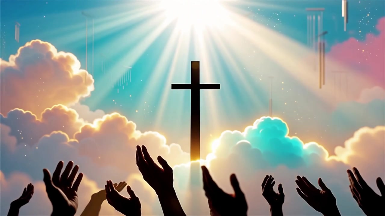 Christian Cross Heavenly Light Worship Background