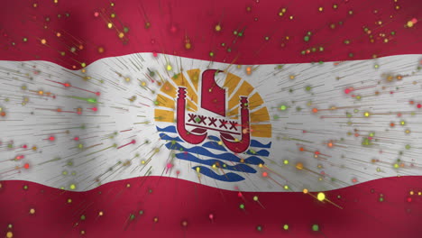 animación de puntos coloridos que se mueven hacia la bandera de la polinesia francesa