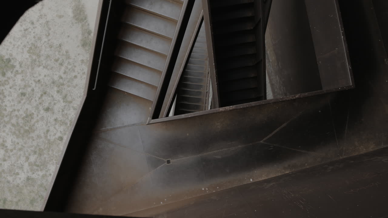 Abstract, geometric steel stairway