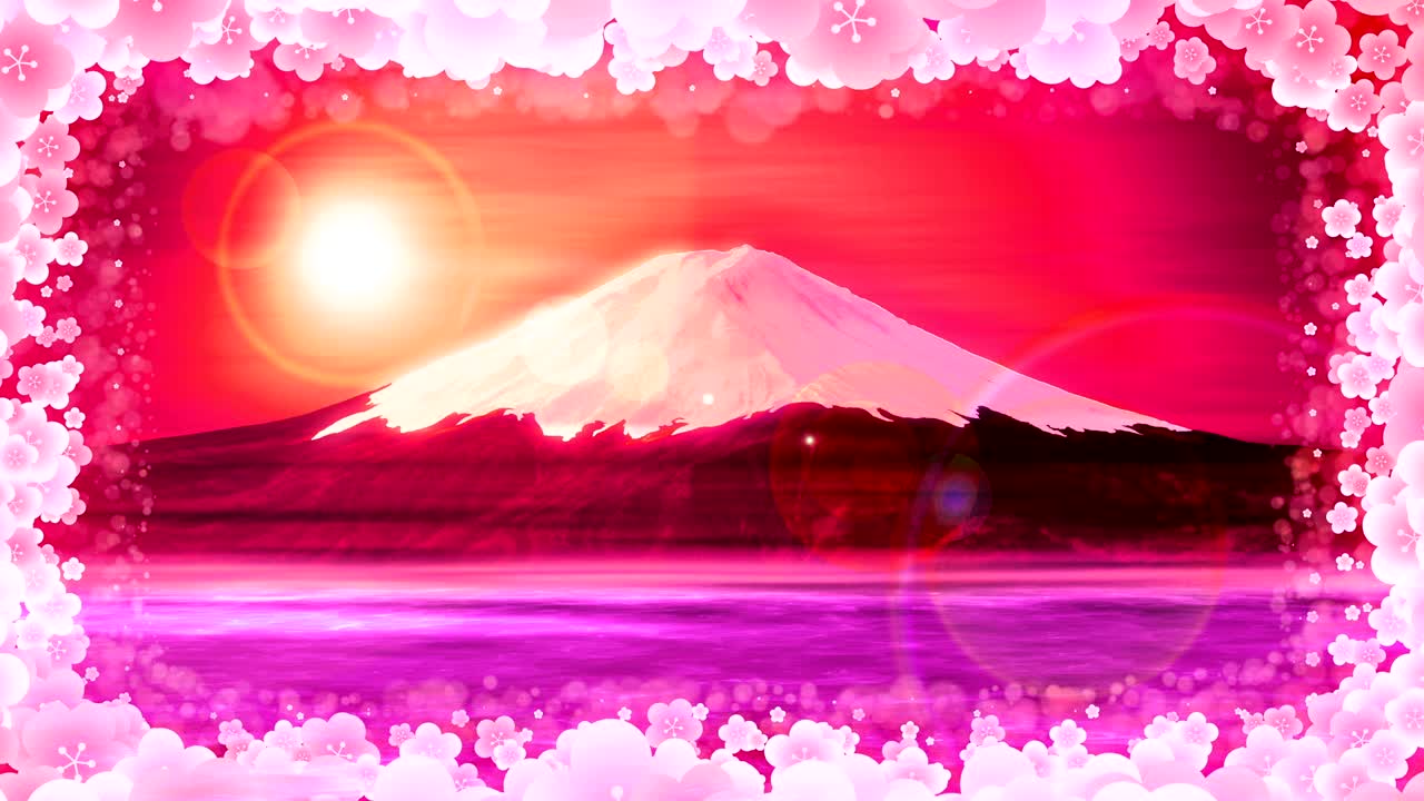 m.t. 후지 (fuji from the lake) - 전통적인 일본 신년, 루프 애니메이션