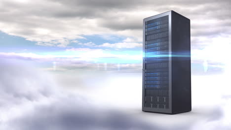 Server-tower-on-cloudy-sky-background-