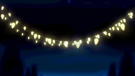 Animation-of-glowing-fairy-lights-over-black-background