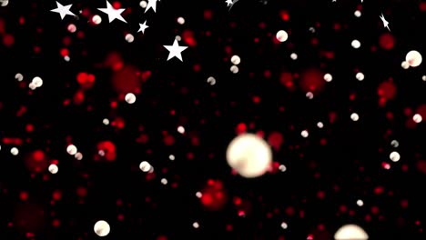 animation of christmas stars and red spots of light falling over black background